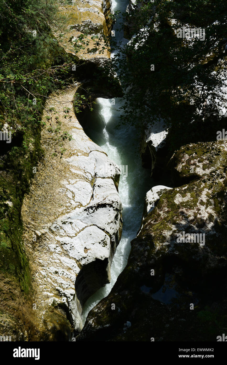 Der Fluss Fier an Gorges du Fier Mer des Rochers in Haute-Savoie Region Frankreichs Stockfoto