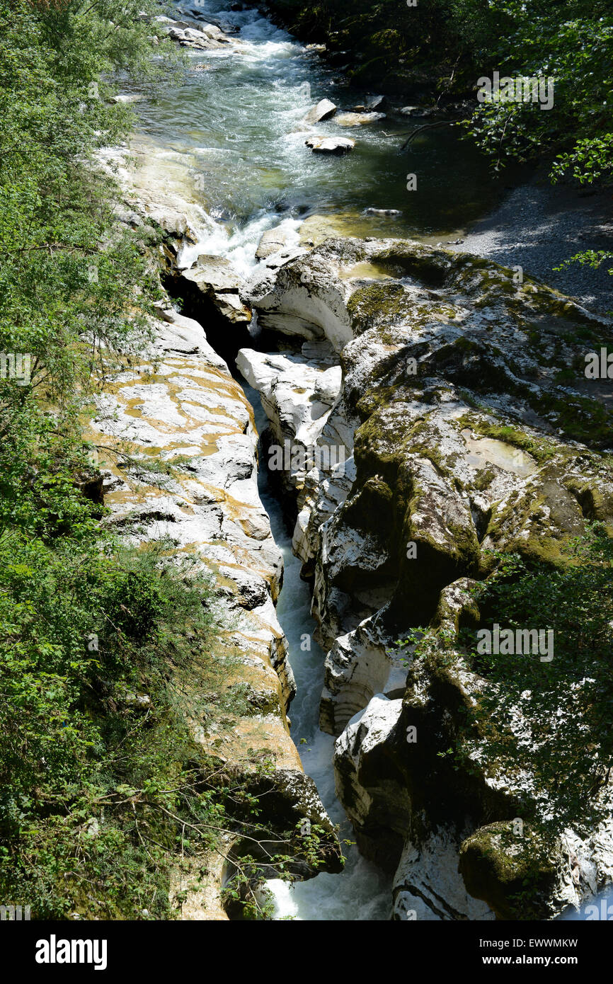 Der Fluss Fier an Gorges du Fier Mer des Rochers in Haute-Savoie Region Frankreichs Stockfoto