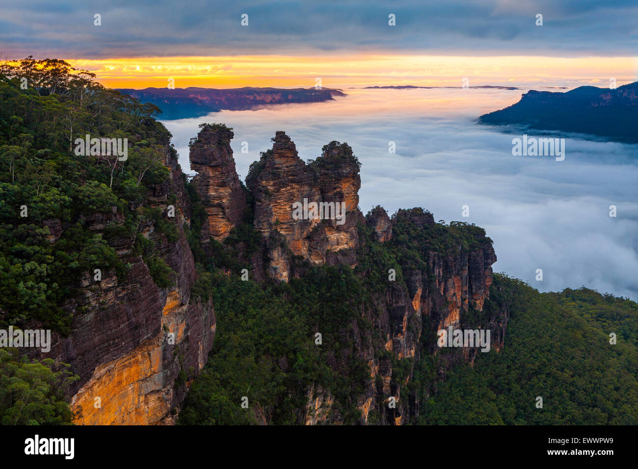 Die drei Schwestern, Blue Mountains National Park - NSW - Australien Stockfoto