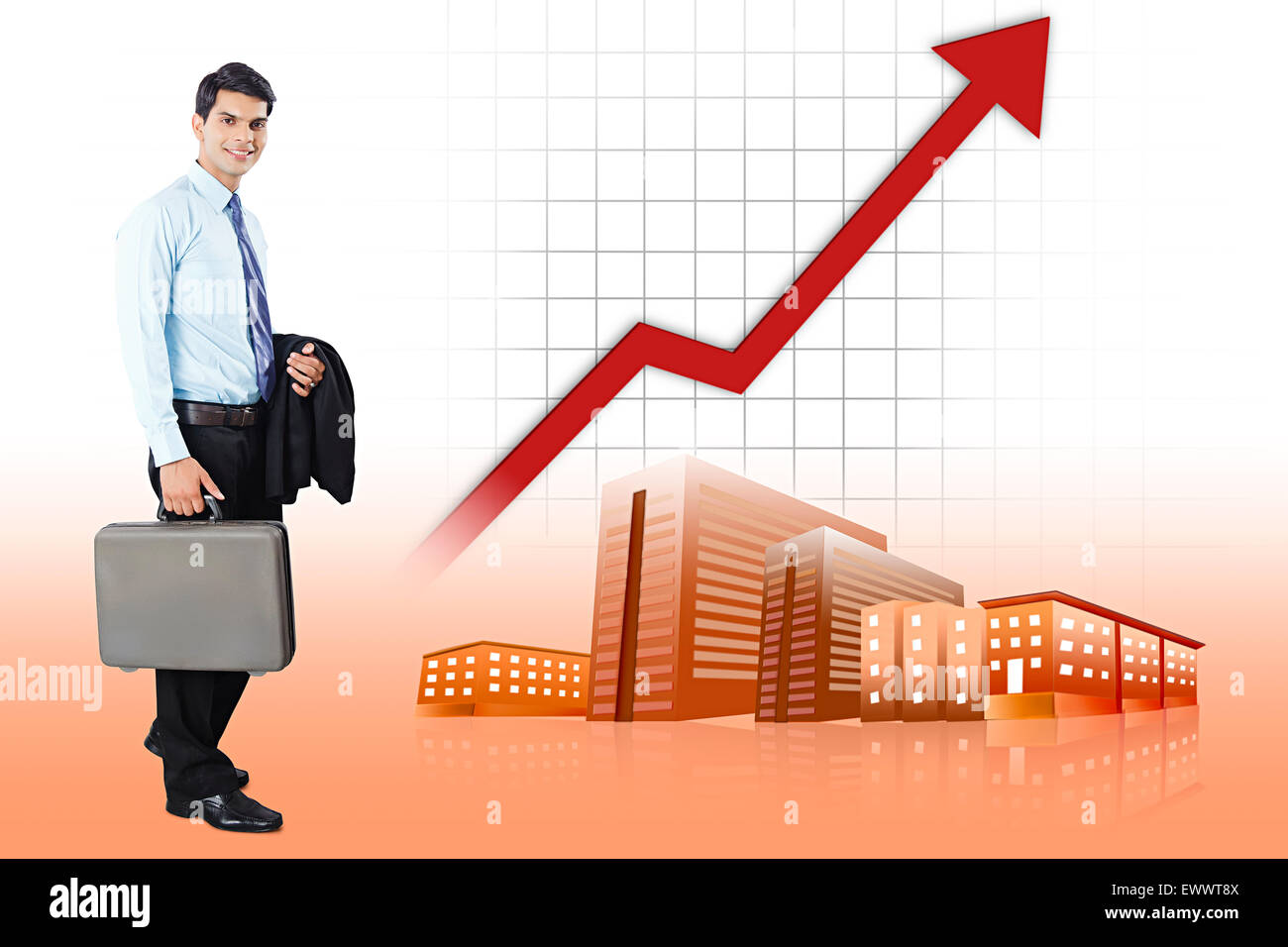 1 indische Business Mann Büro Aktienmarkt Stockfoto