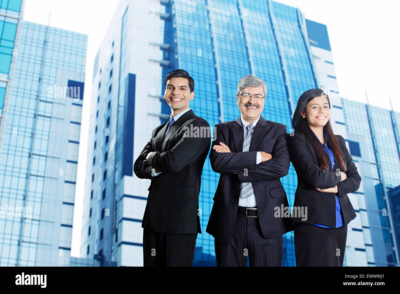 3 indischen Geschäftspartner posiert Stockfoto