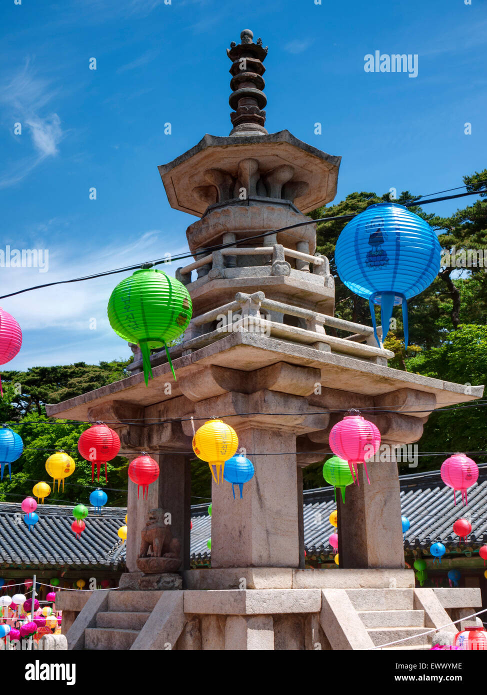 Bulguksa Tempel für Buddhas Geburtstag, Südkorea. Stockfoto