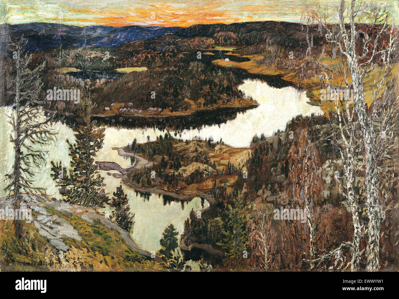 Helmer Osslund, Herbst, Nordingra 1910 Öl auf Papier. Nationalmuseum, Stockholm, Schweden. Stockfoto