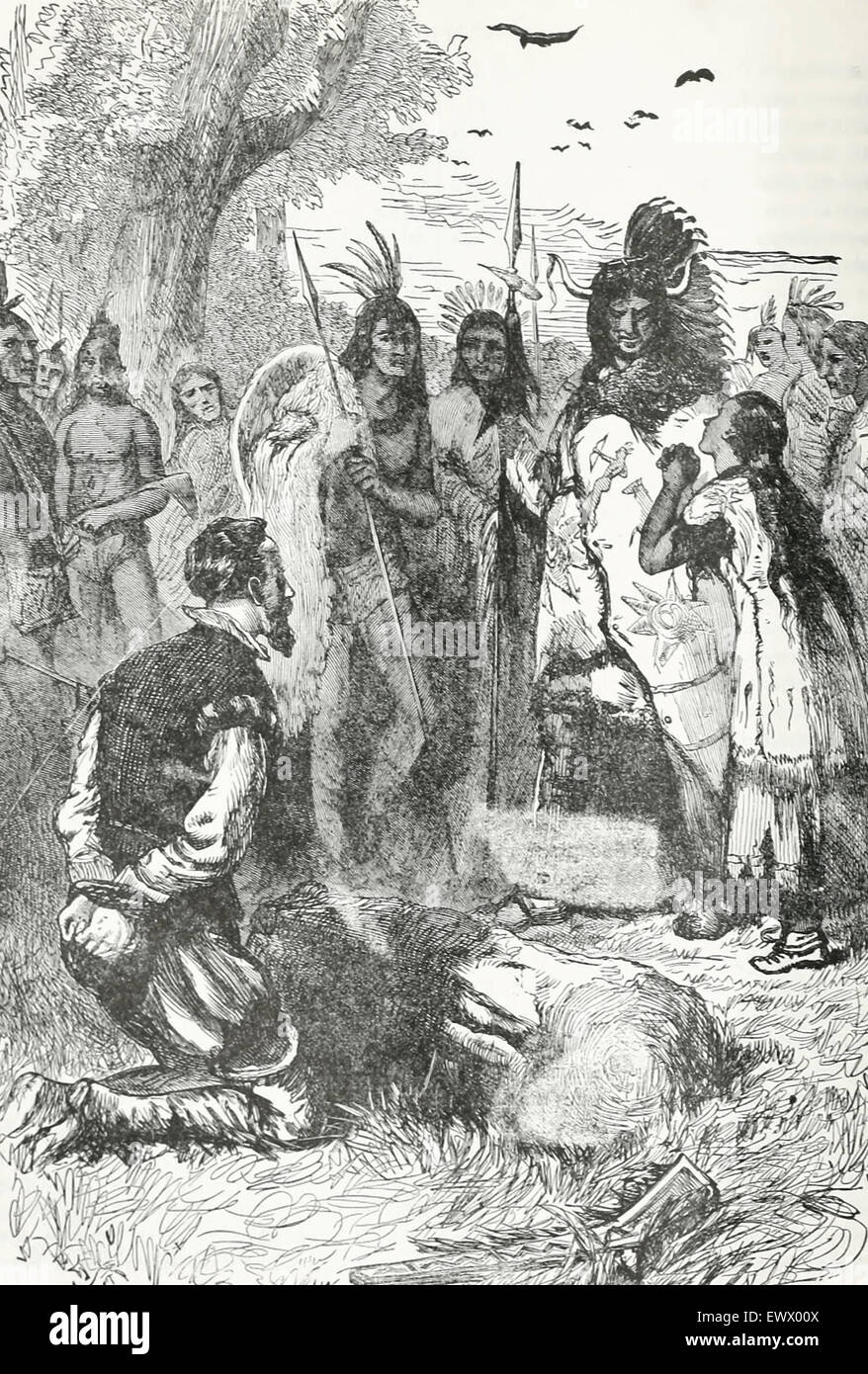 Pocahontas, die Fürbitte für das Leben der Kapitän John Smith Stockfoto