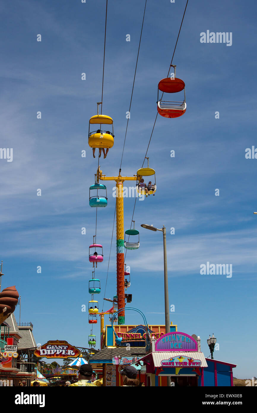 Sky Ride in Santa Cruz Boardwalk. Stockfoto