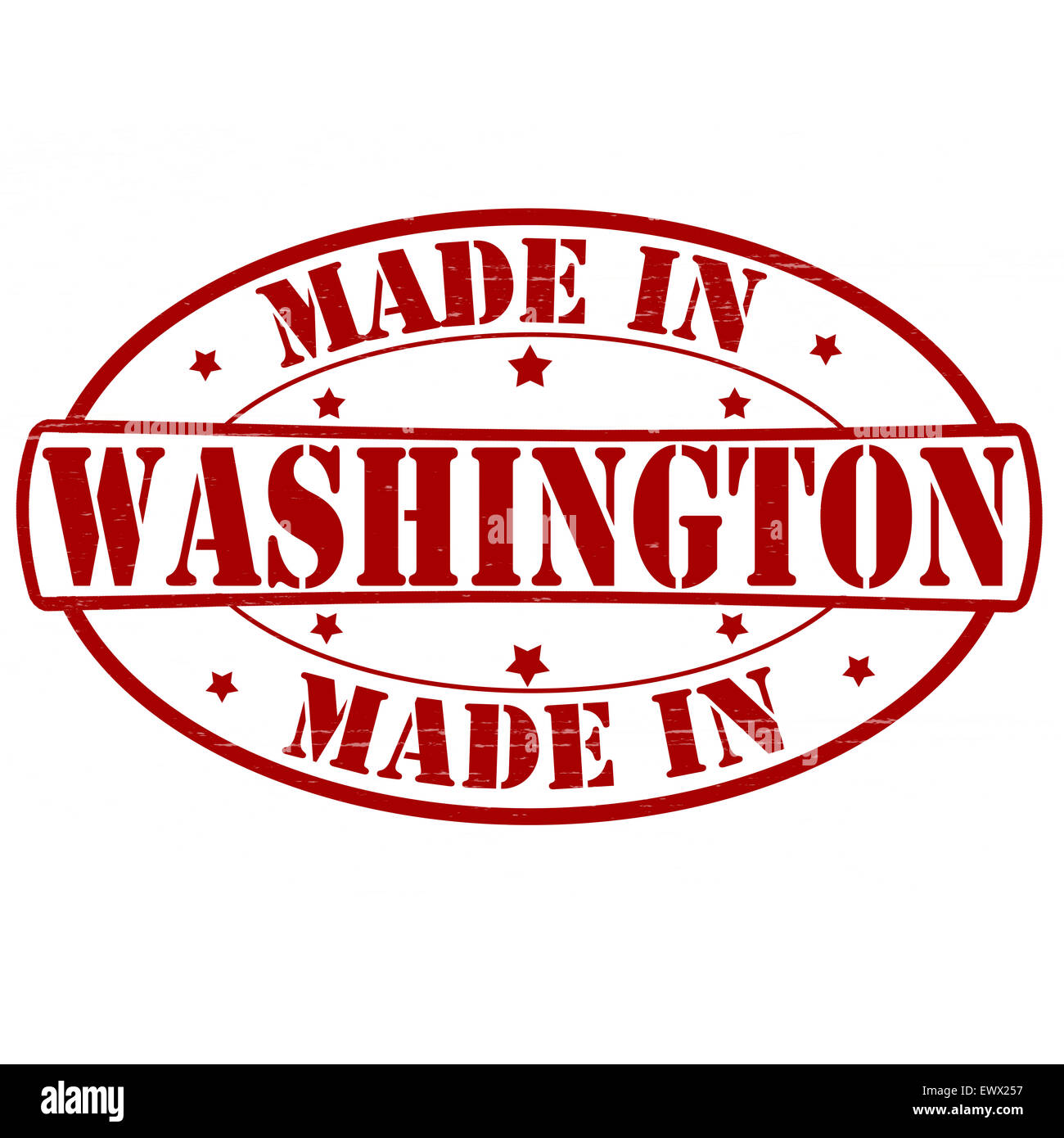 Stempel mit Text in Abbildung in Washington gemacht Stockfoto