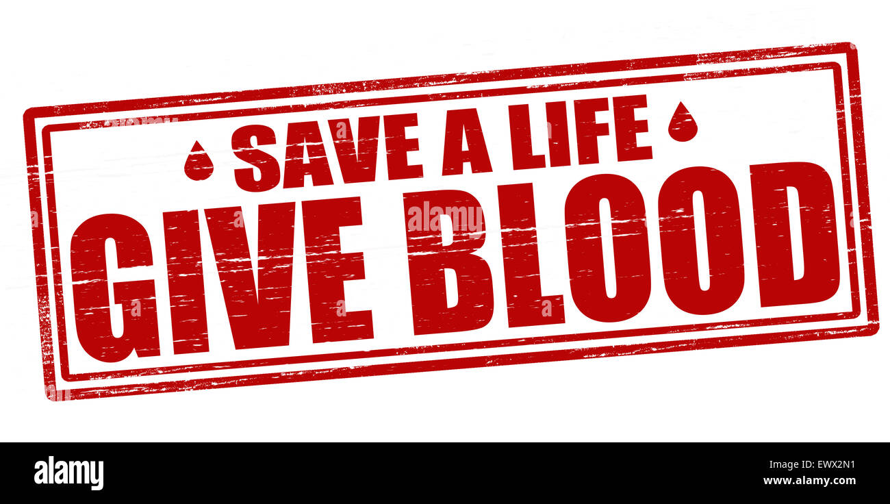 Stempel mit Text Blutspenden in Abbildung Stockfoto