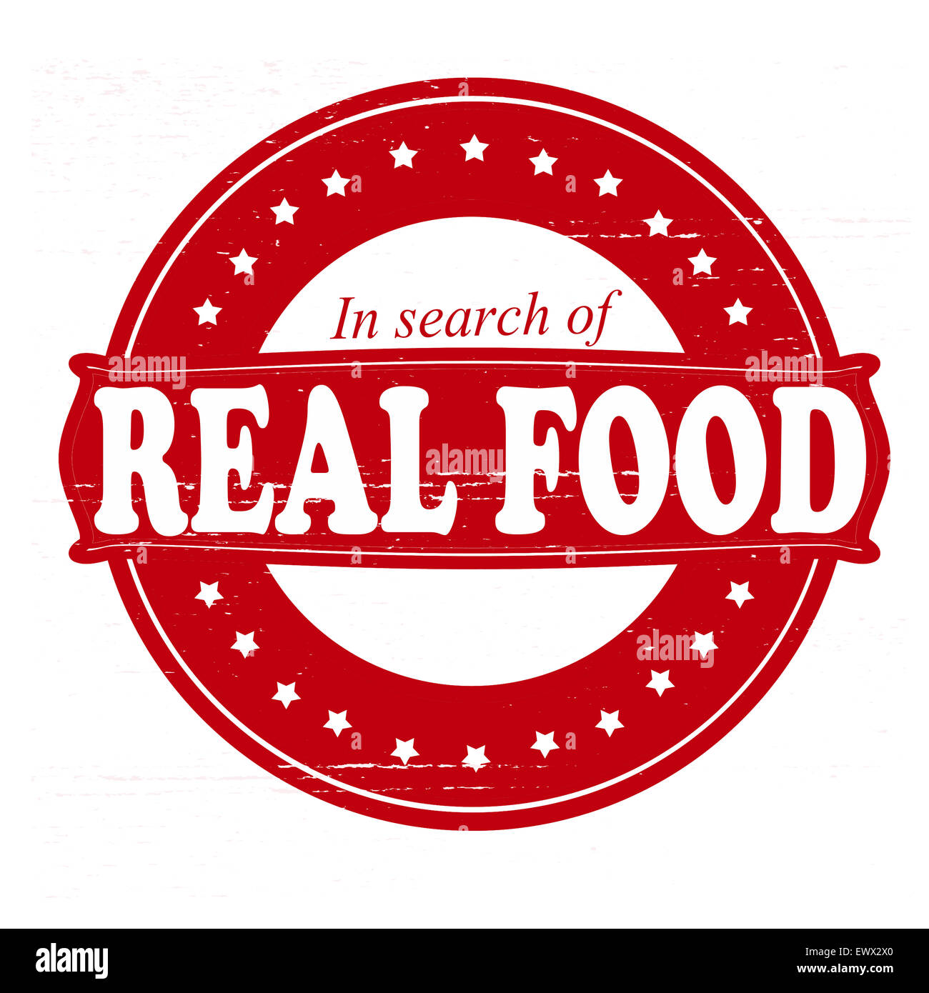 Stempel mit Text echten Lebensmitteln im Inneren, Abbildung Stockfoto