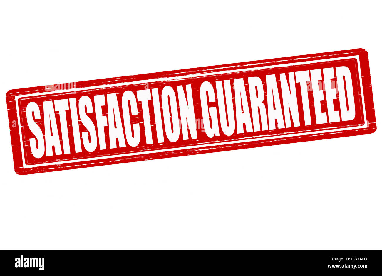Stempel mit Text Zufriedenheit garantiert innen, Abbildung Stockfoto