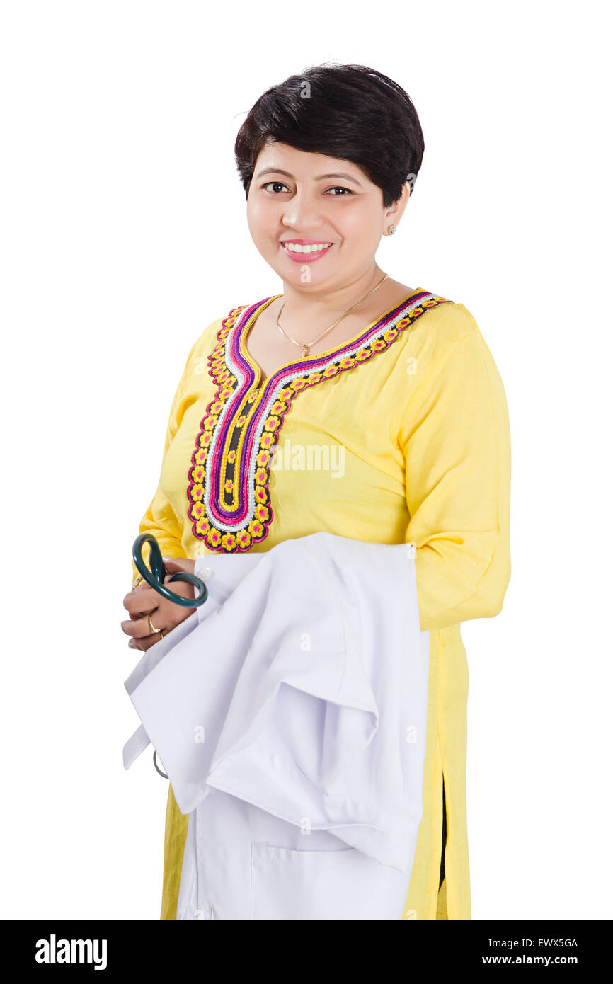 1 indische Frau Doktor stehende pose Stockfoto