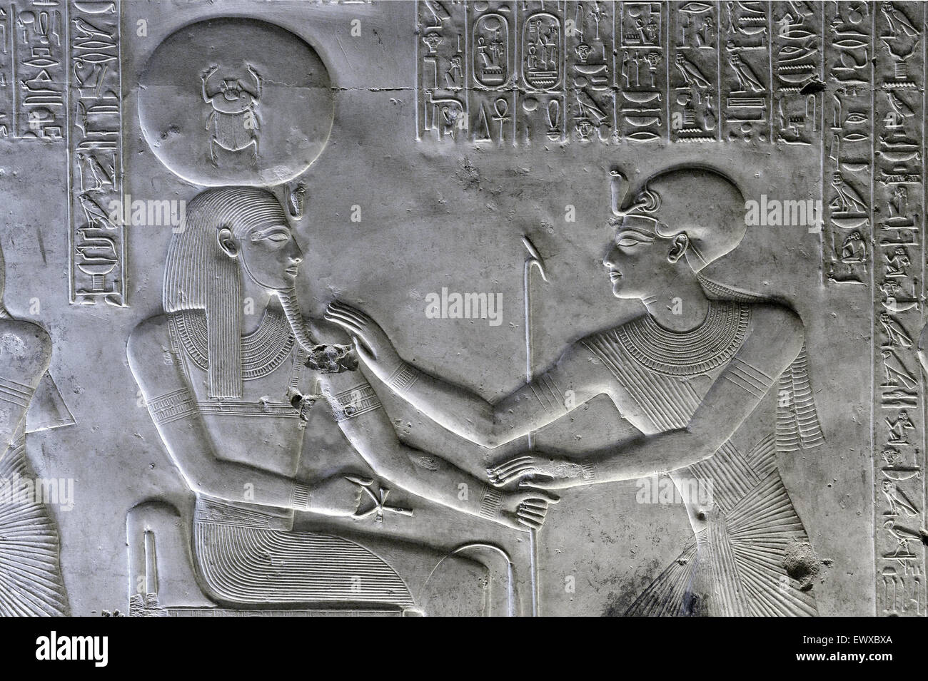 Abydos, Ägypten, die Totentempel des Pharao Seti i., Menmaatra, (XIX ° dyn. 1321-1186 v. Chr.) - König treuen Gott Khepri Stockfoto