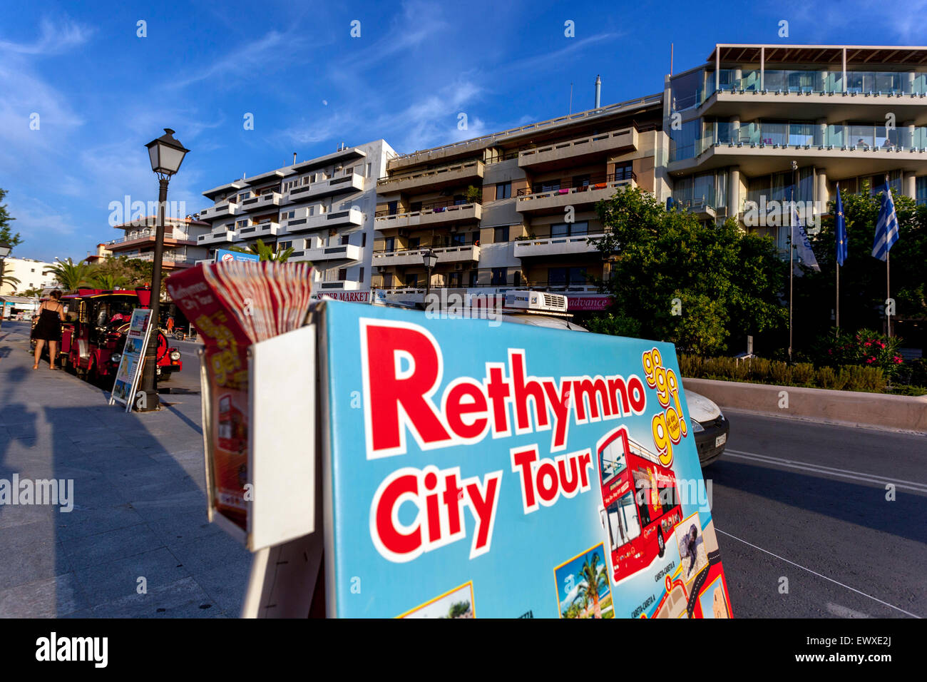 Die Stadt Rethymno tour Namensschild, Kreta, Griechenland Stockfoto