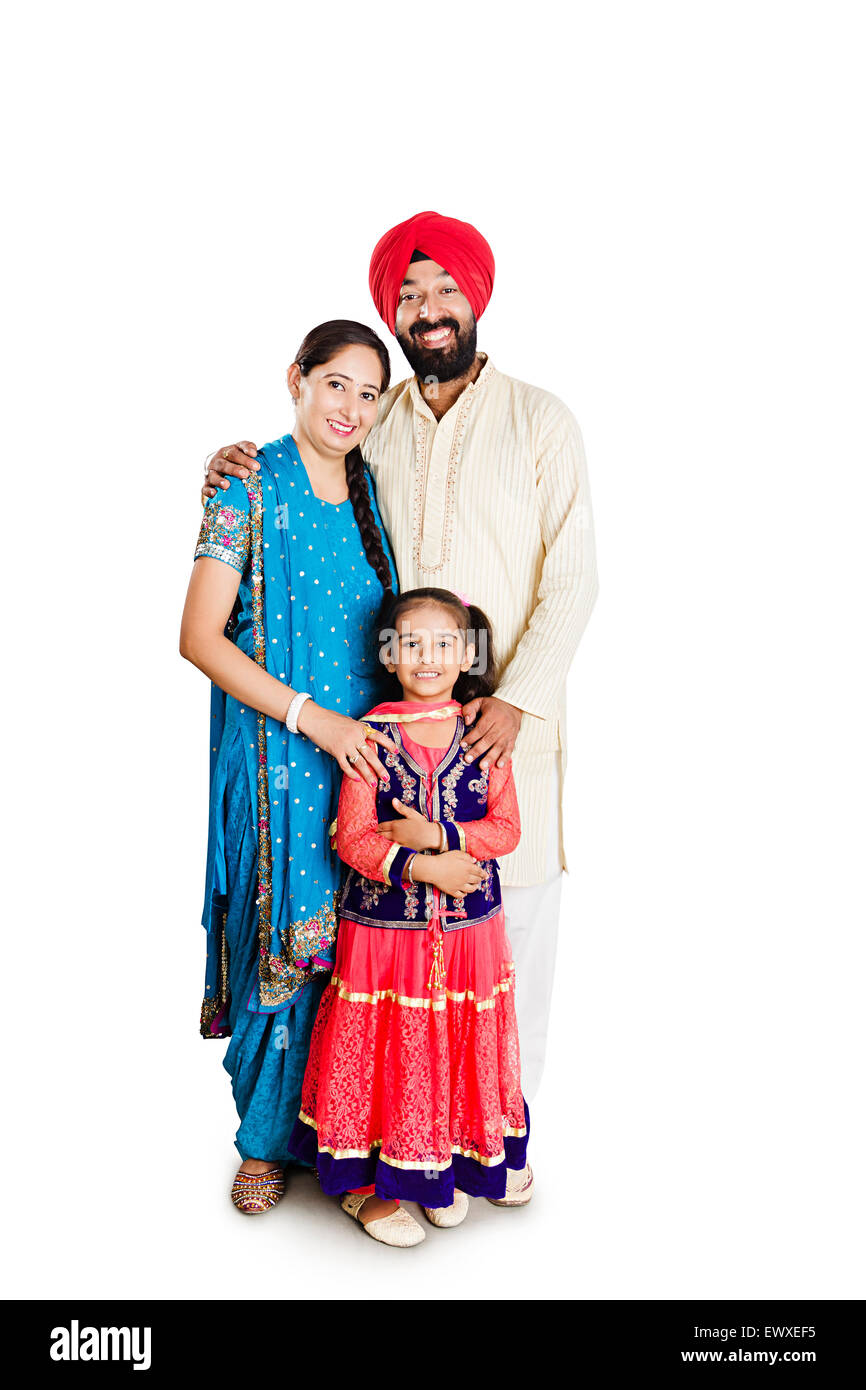 Indian Punjabi Eltern und Tochter Caring Stockfoto
