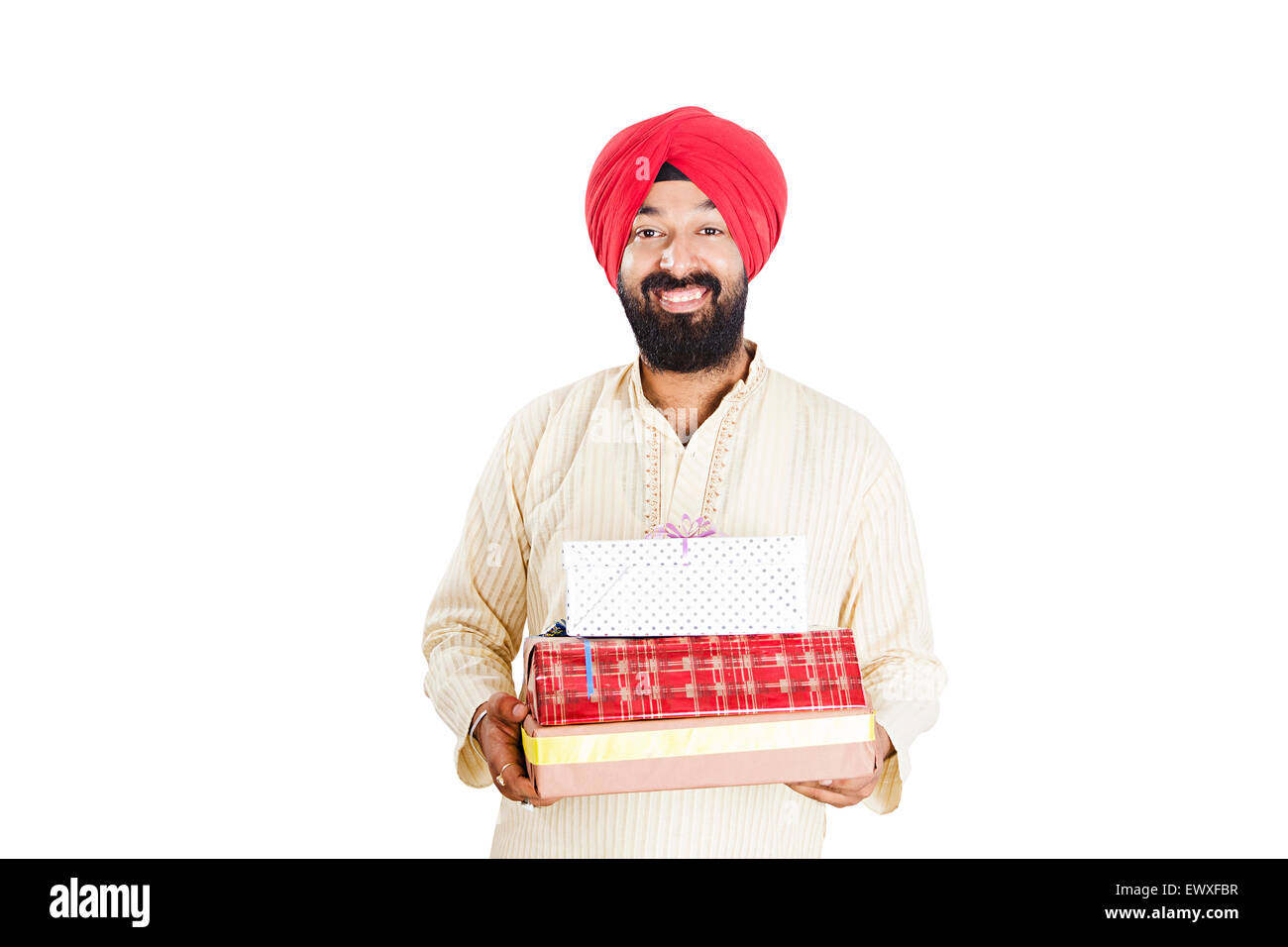 1 indische Punjabi Mann Diwali Geschenk zeigen Stockfoto 1 indische Punjabi Mann Diwali Geschenk zeigen Stockfoto