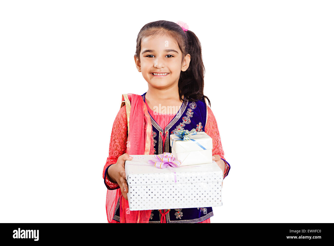 1 indische Punjabi Kinder Mädchen Diwali Geschenk anzeigen Stockfoto 1 indische Punjabi Kinder Mädchen Diwali Geschenk anzeigen Stockfoto