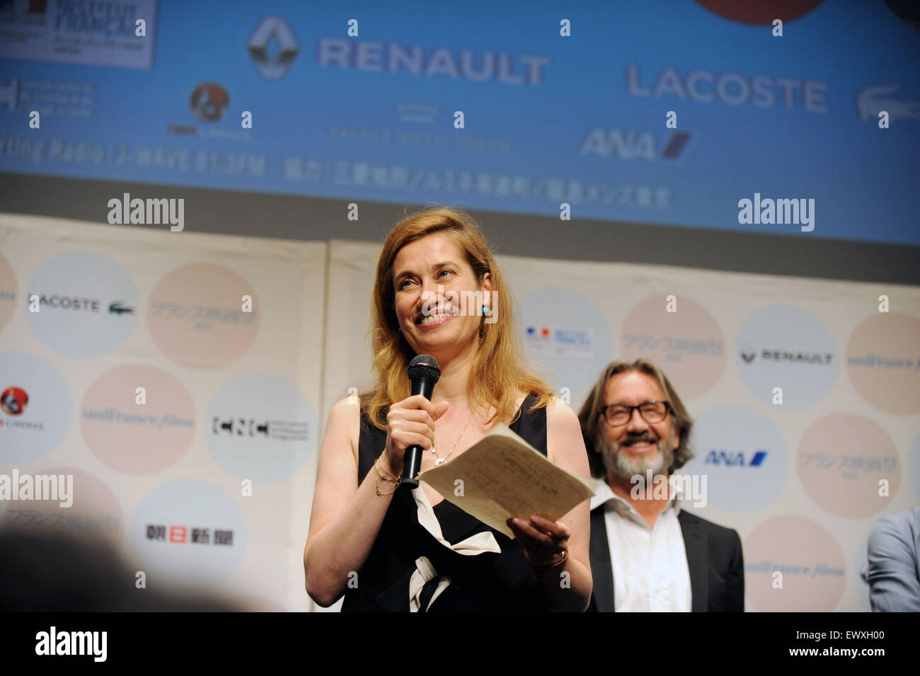 Französische Schauspielerin Emmanuelle Devos besucht Französisch Film Festival 2015 Yurakucho Asahi Hall in Tokyo, 26. Juni 2015. Stockfoto