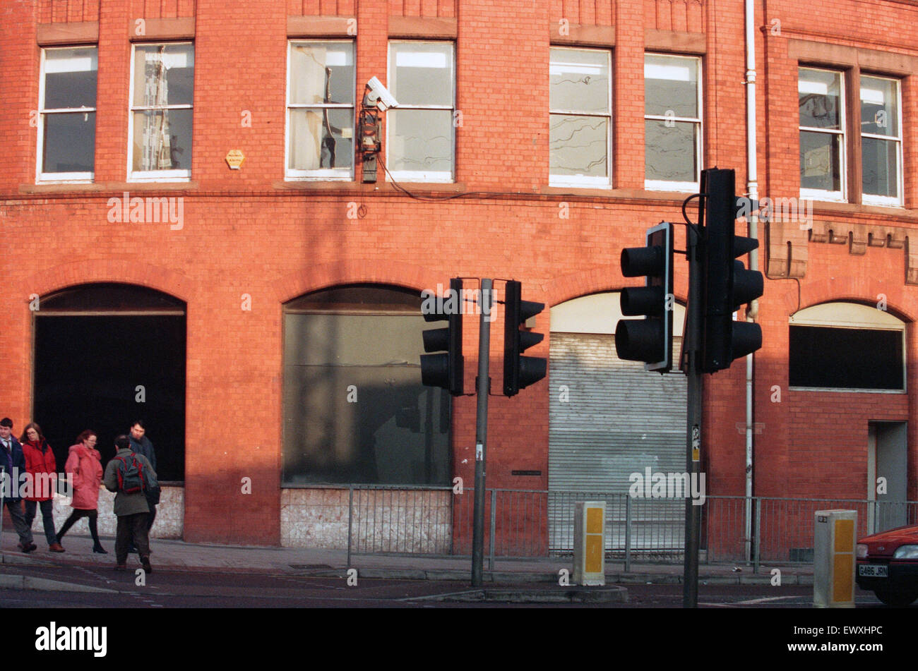 Website des berühmten Hacienda Nacht Club- und Veranstaltungsort in Whitworth Street West, Manchester. Sobald die bekannteste Club in der Welt bezeichnet, ist es mit dem Aufstieg der Acid-House und Rave-Musik in Verbindung gebracht. Fotos: 22. Dezember 1994. Stockfoto