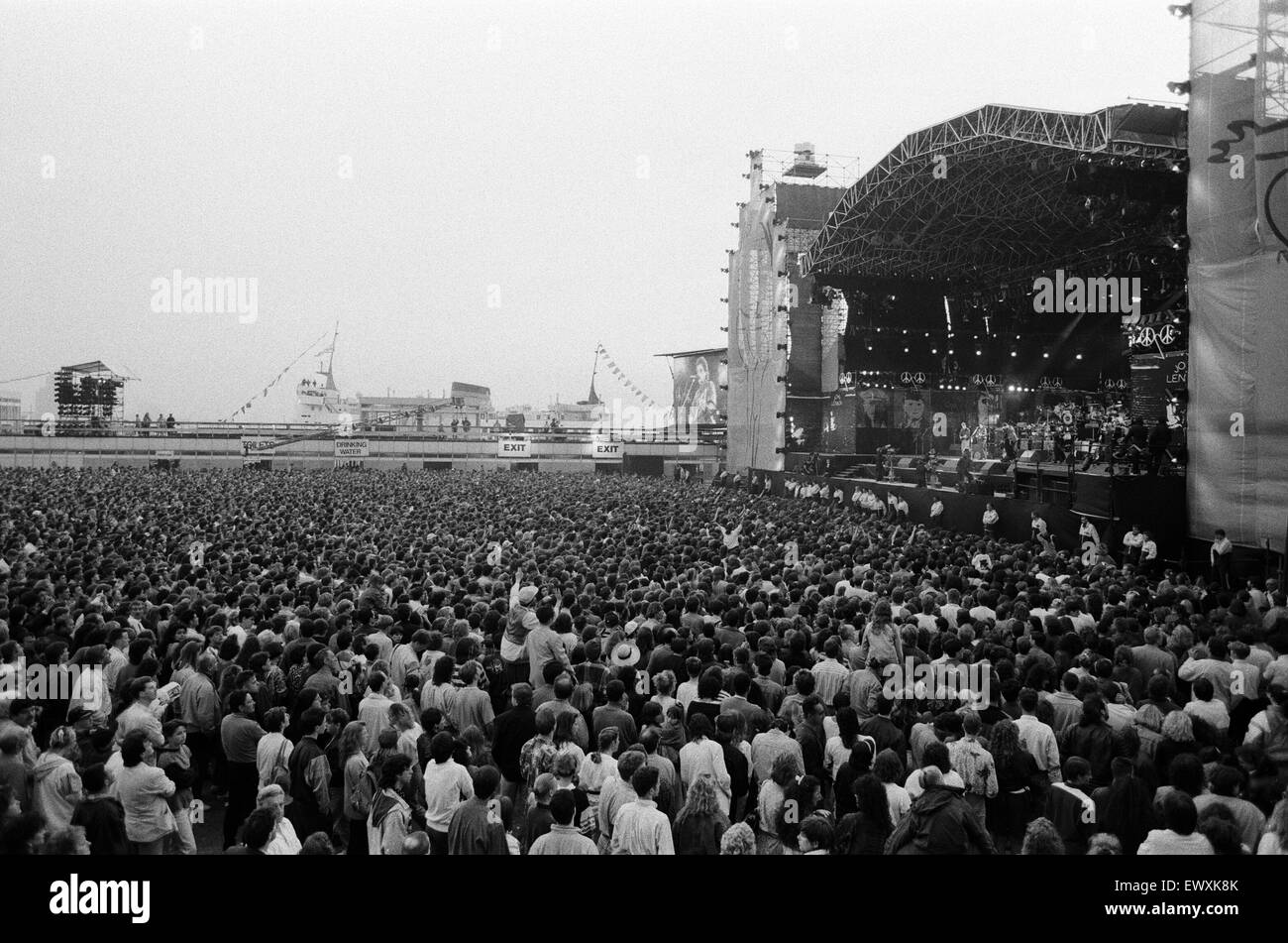 John Lennon Memorial Concert statt am Molenkopf, Liverpool. 5. Mai 1990. Stockfoto