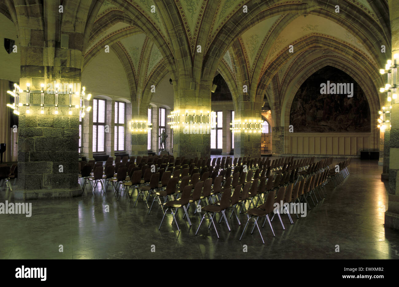 DEU, Deutschland, Aachen, der Krönungssaal im Rathaus am Marktplatz.  DEU, Deutschland, Aachen, Das Rathaus am Marktp Stockfoto