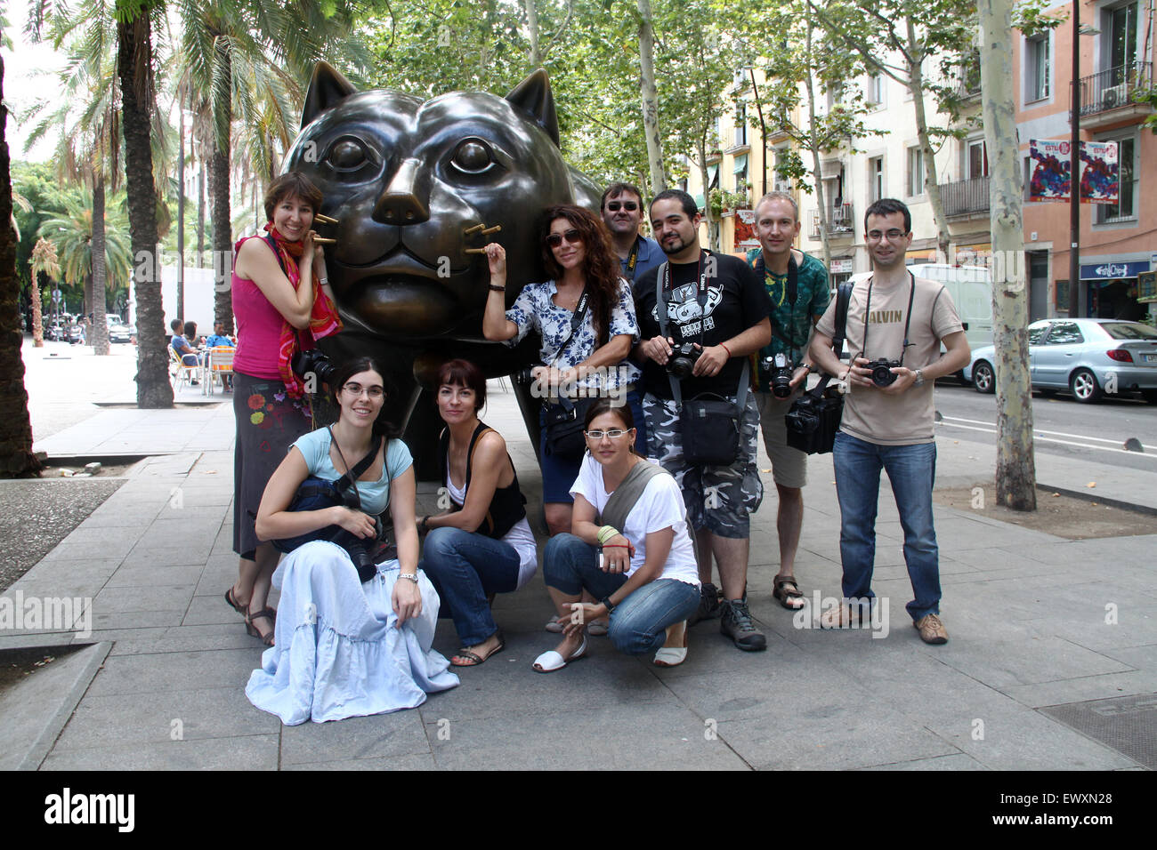 Meetup-Gruppe Fotografie darstellen von Botero Raval Katze während des Foto-Spaziergang in Barcelona Stockfoto