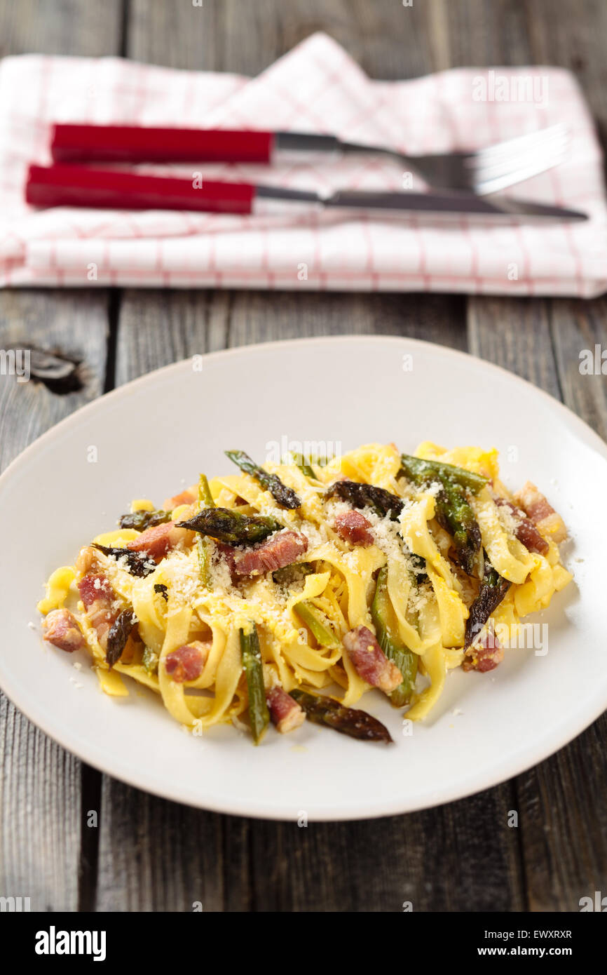 Italienische Pasta Carbonara. Stockfoto