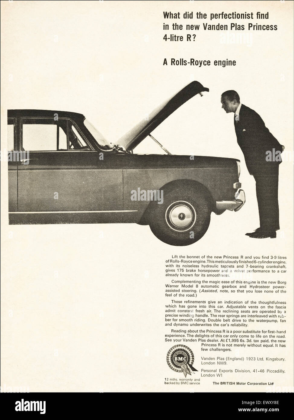 1960er Jahre Werbung ca. 1968 Magazin Werbung für BMC British Motor Corporation Ltd Stockfoto