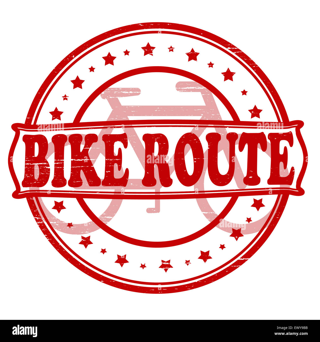Stempel mit Text-Bike-Route in Abbildung Stockfoto