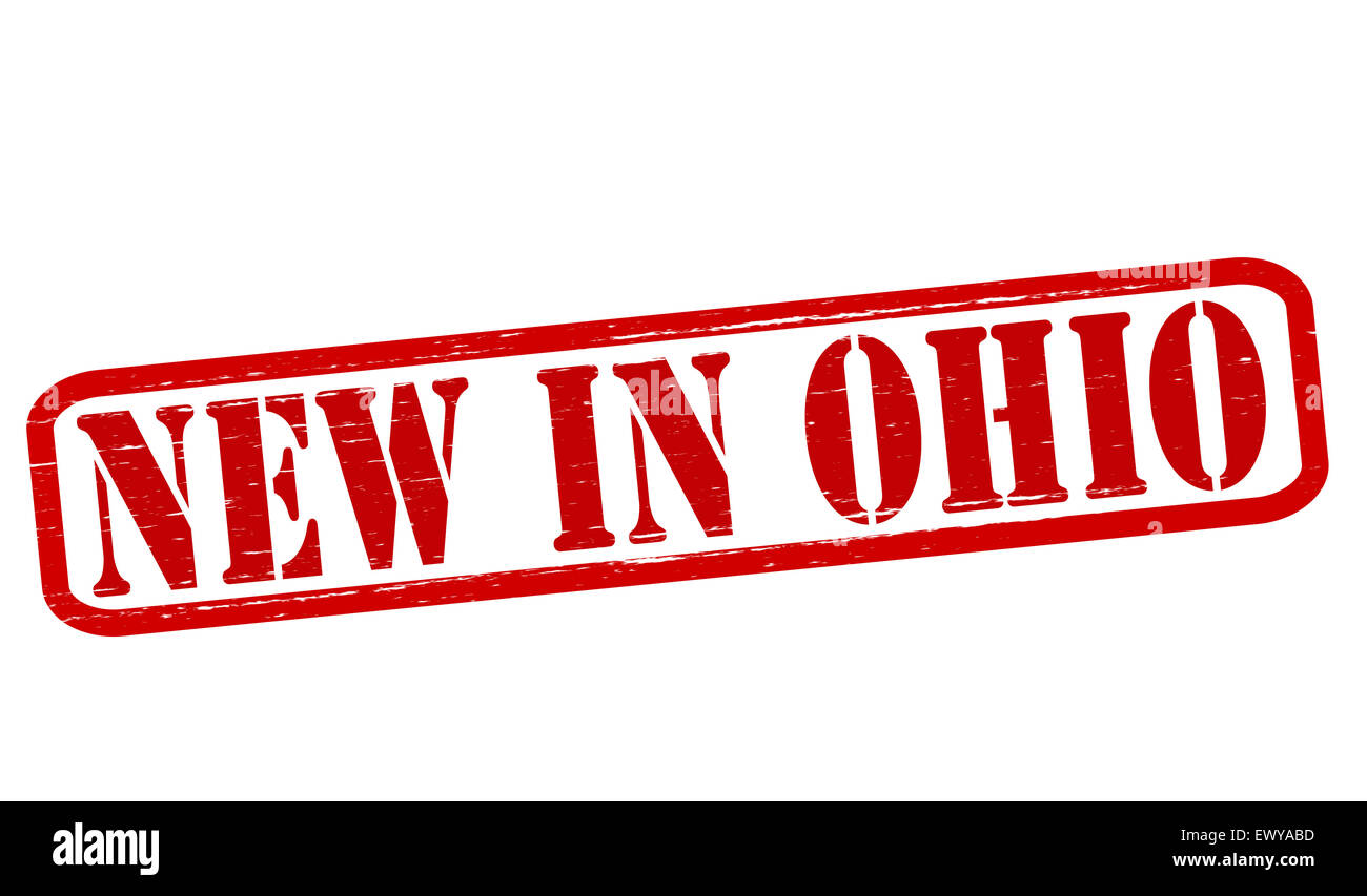 Stempel mit Text neu in Ohio in Abbildung Stockfoto