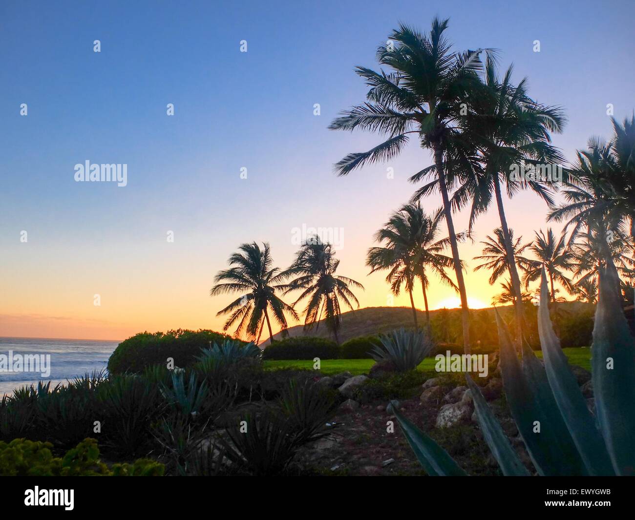 Sonnenuntergang über dem Pazifik, Jalisco, Mexiko Stockfoto