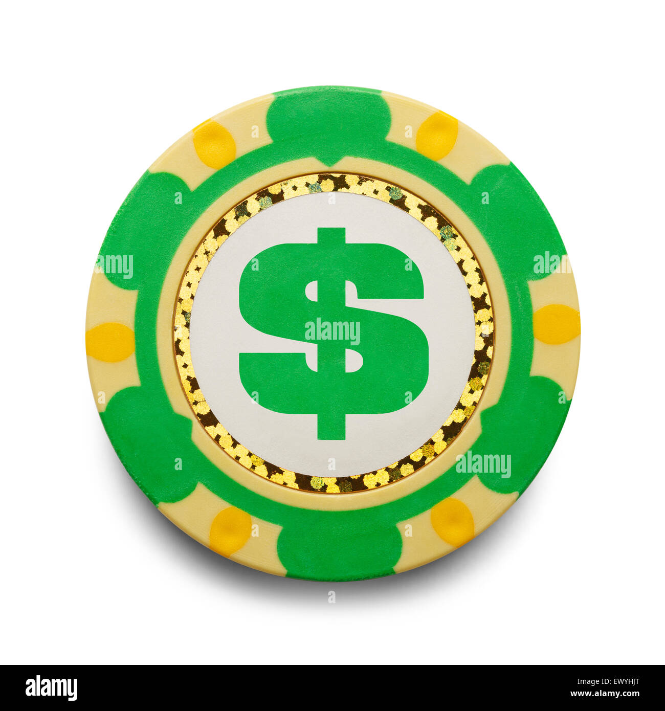 Casino-Chip mit Cash Symbol isolierten auf weißen Hintergrund. Stockfoto