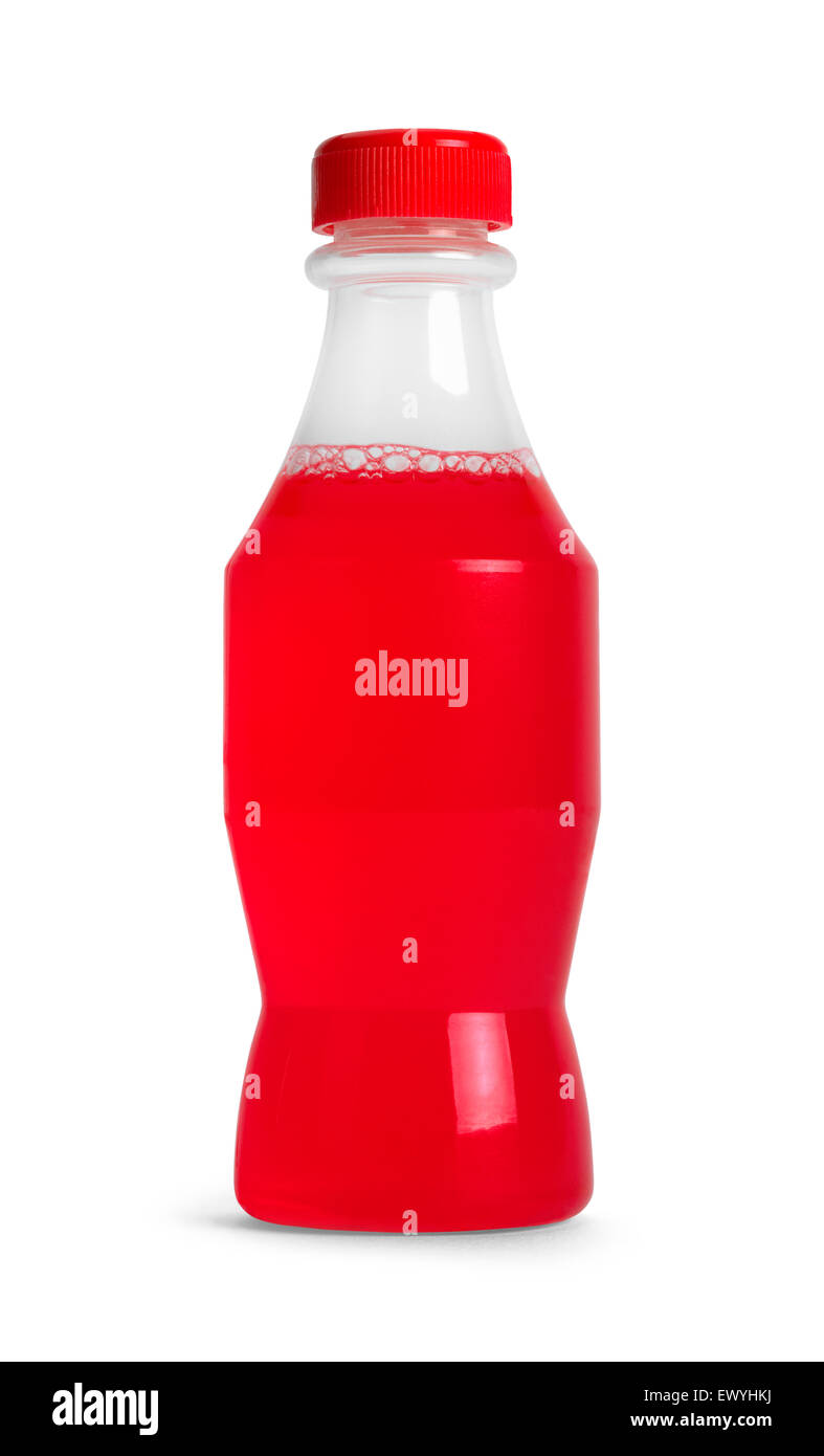 Pop-Flasche mit Kirsch Drink, Isolated on White Background. Stockfoto