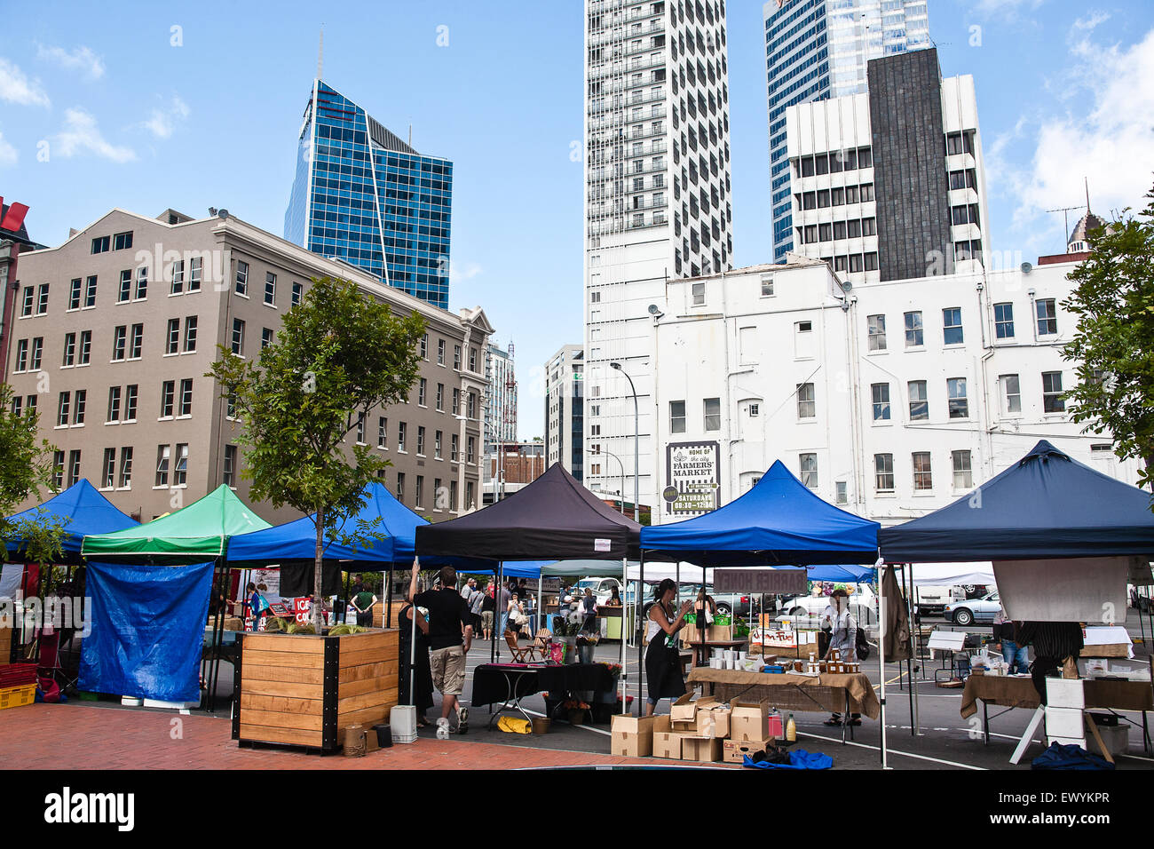 Stadt Farmers' Market im Britomart Centre of Auckland, Neuseeland Stockfoto