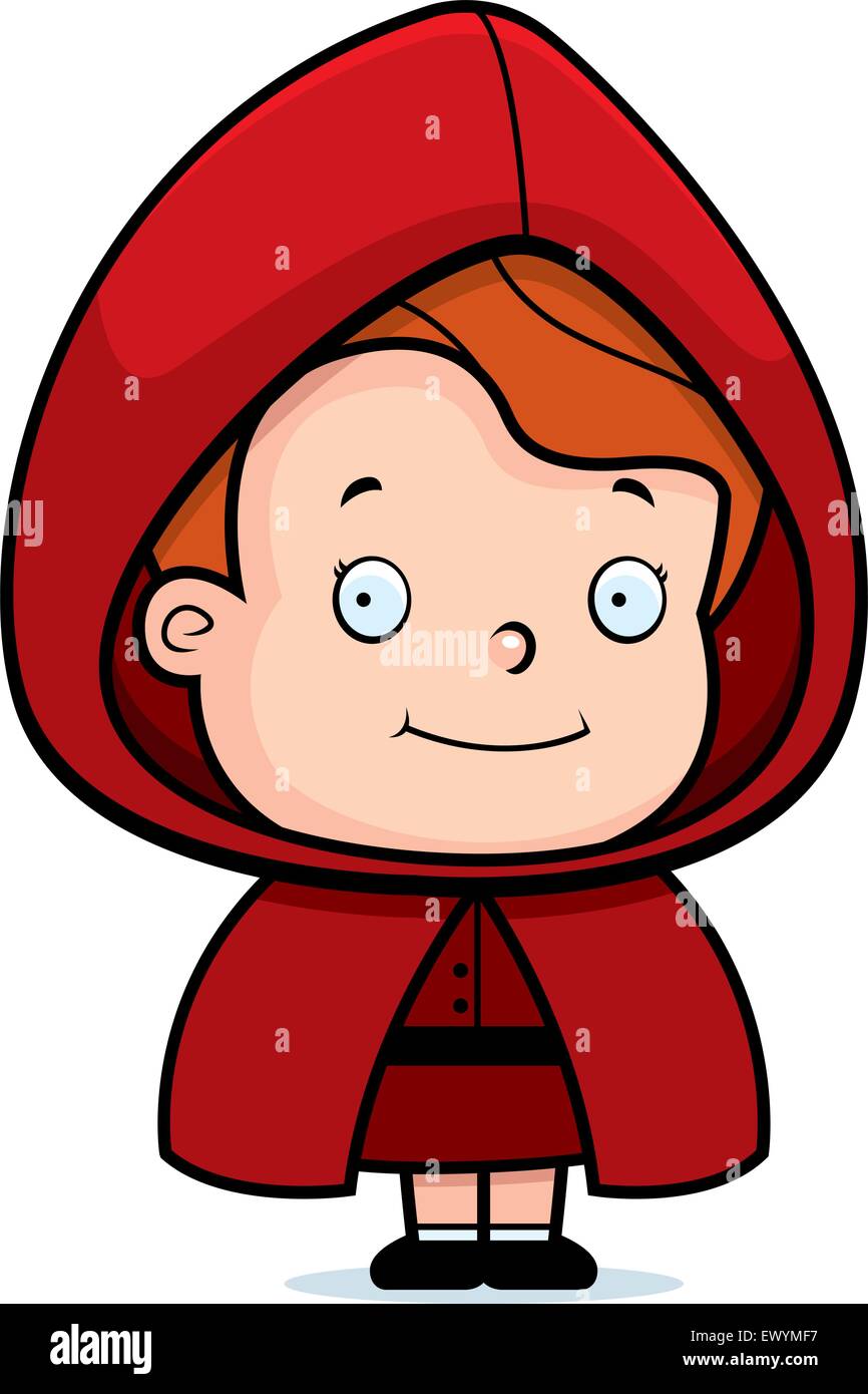 Ein glückliches Cartoon Mädchen in ein red Riding Hood. Stock Vektor