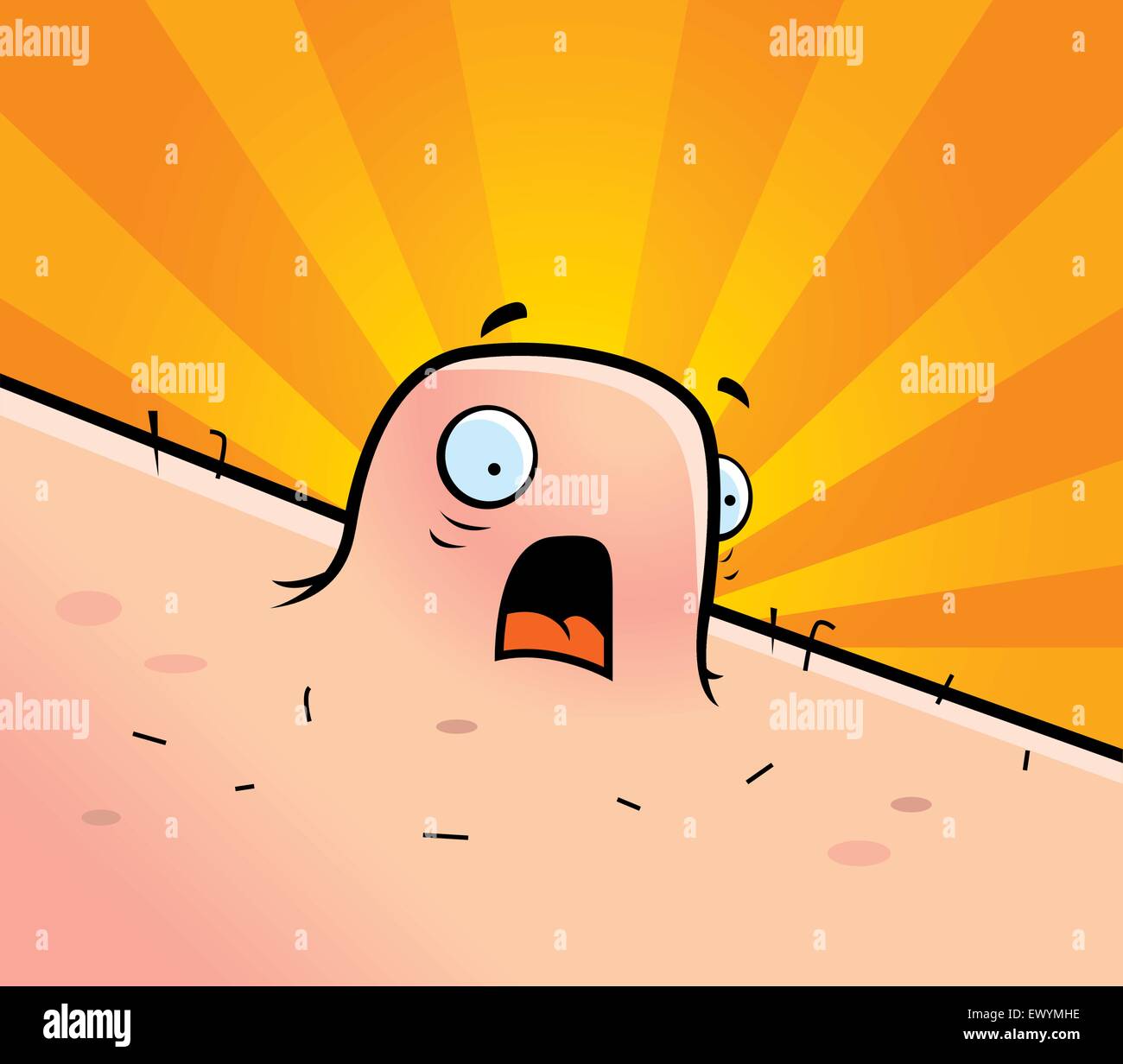 Ein Cartoon Warze mit einem besorgt Ausdruck. Stock Vektor