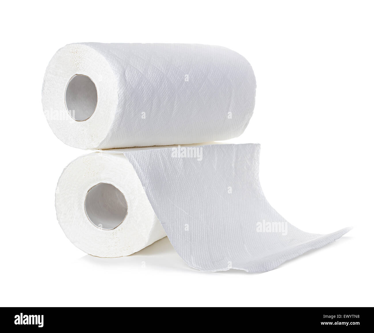 Roll Küchenpapier isoliert auf weißem Hintergrund Stockfoto