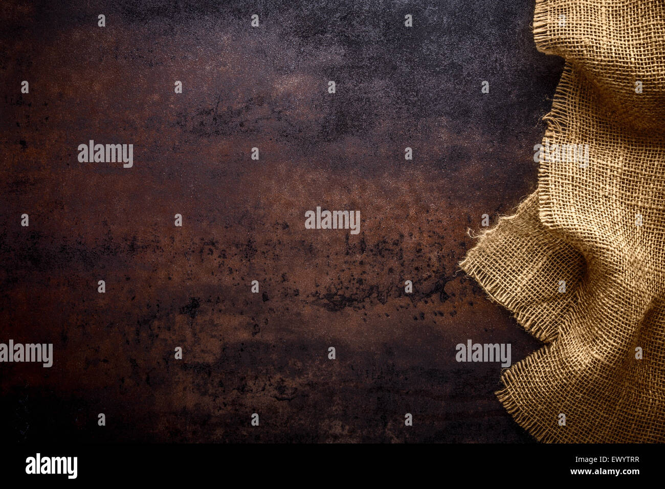 Sackleinen Textur auf Tabellenhintergrund Stockfoto