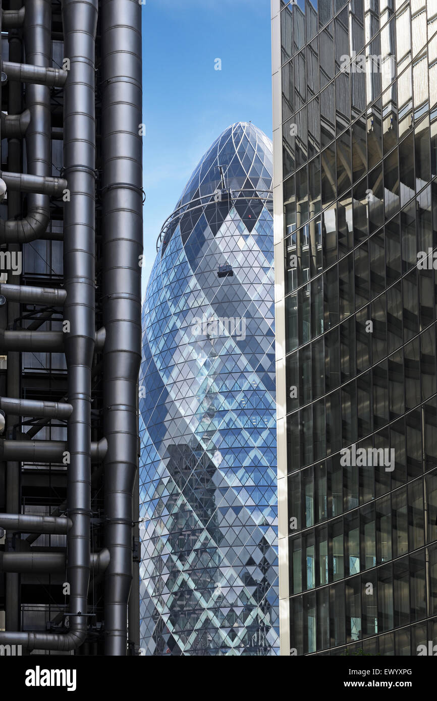 Das Gherkin Gebäude, London, UK. Stockfoto