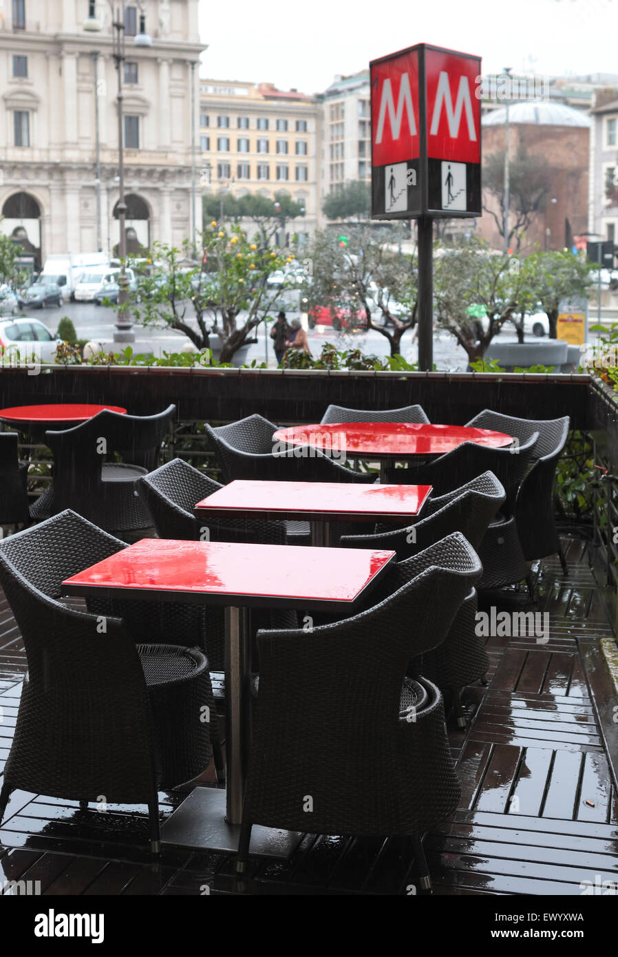 Raining in Rome, Anantara Palazzo Naiadi, Piazza della Repubblica, Rome Hotel, Rom, Italien Stockfoto