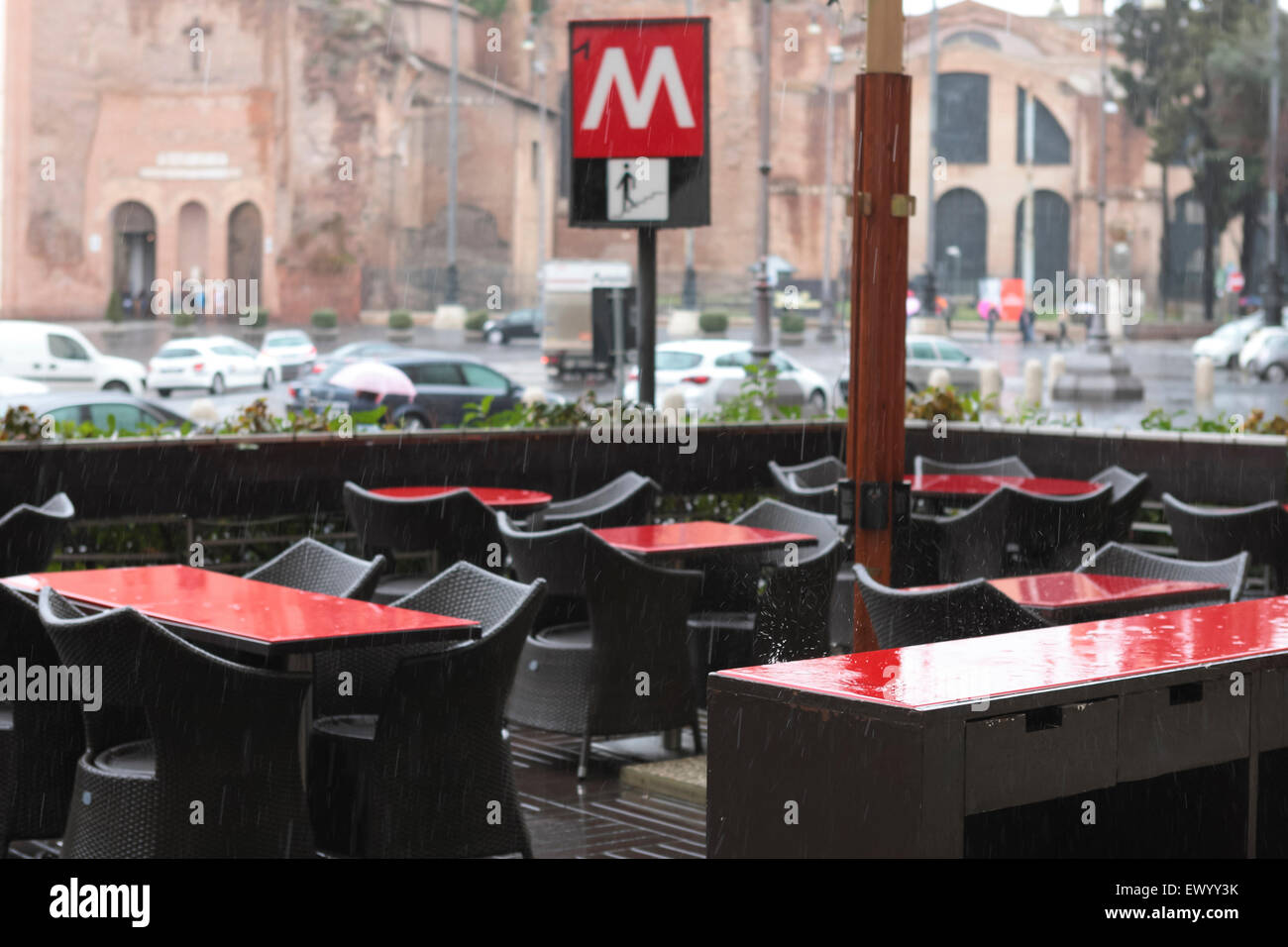 Raining in Rome, Anantara Palazzo Naiadi, Piazza della Repubblica, Rome Hotel, Rom, Italien Stockfoto