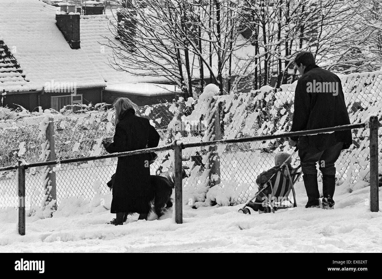 Aufnahmen im Schnee in Reading. 6. Februar 1986. Stockfoto