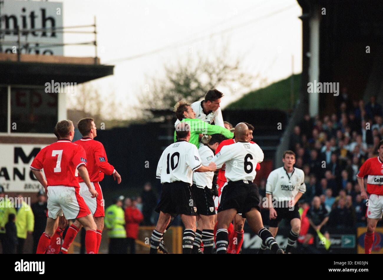 Port Vale 0 - 1 Middlesbrough, Division One Match am Vale Park gehalten.  24. April 1998. Stockfoto