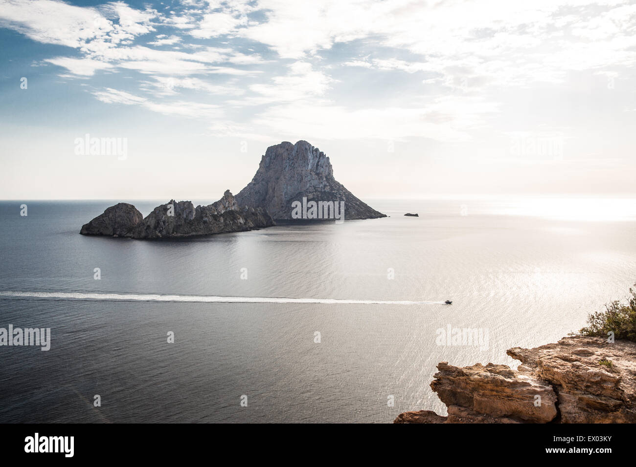 Blick auf El Vedra Insel, Ibiza, Spanien Stockfoto