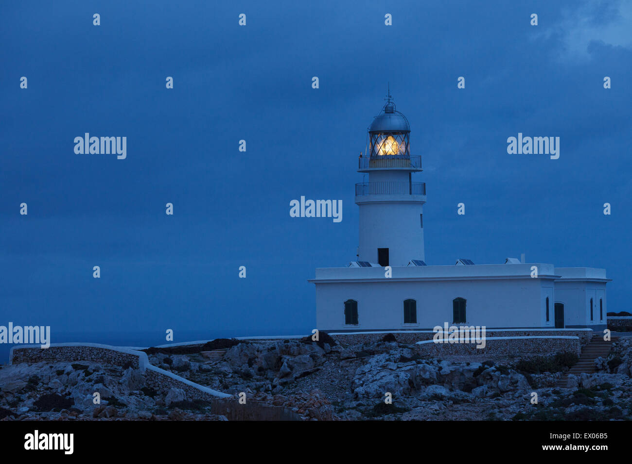 Cavalleria Leuchtturm. Minorca. Balearen-Inseln. Spanien, Europa Stockfoto