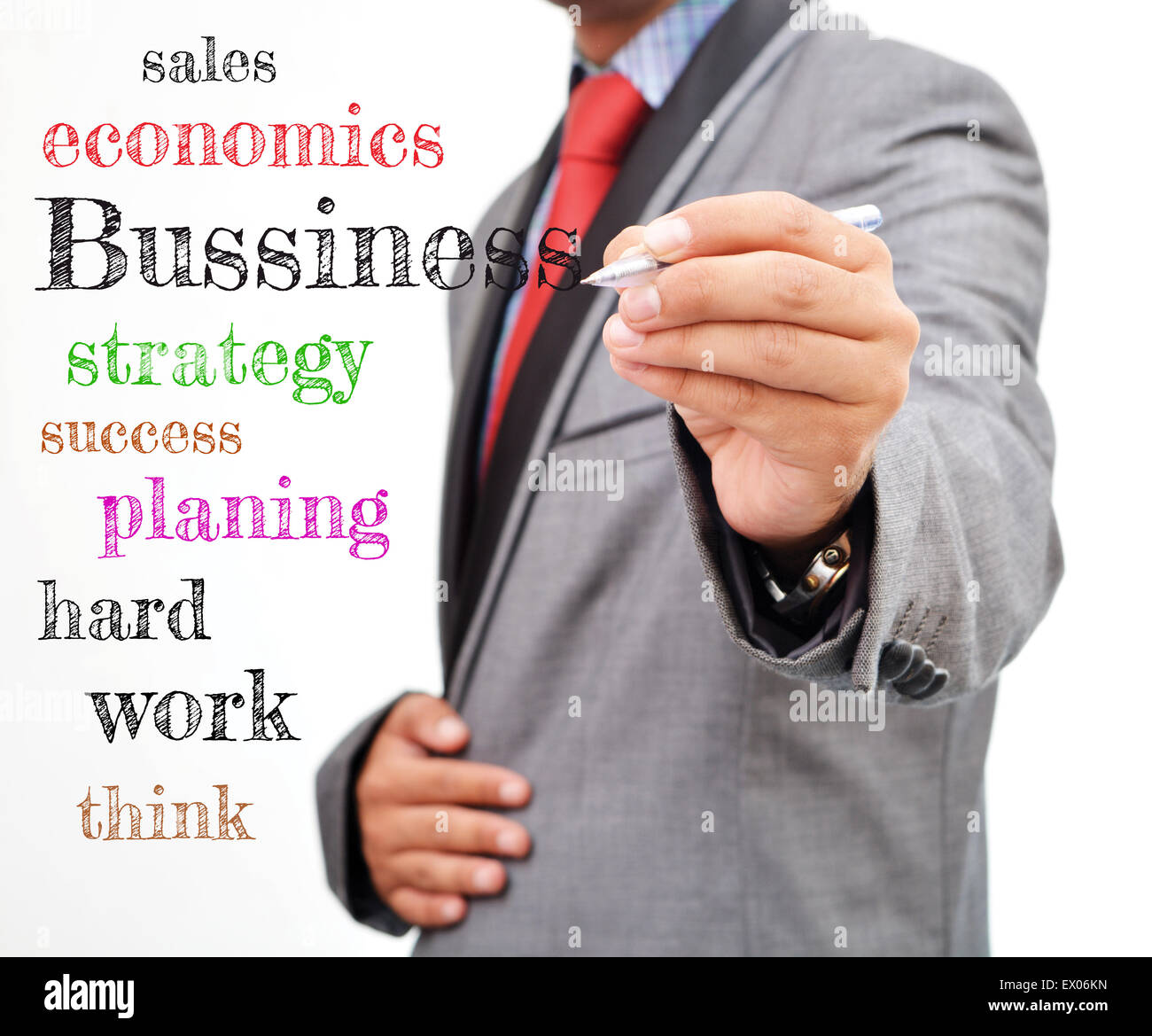 Eine professionelle schreiben über Business, Vertrieb, Strategie, Erfolg, Hobeln, harte Arbeit & denken Stockfoto