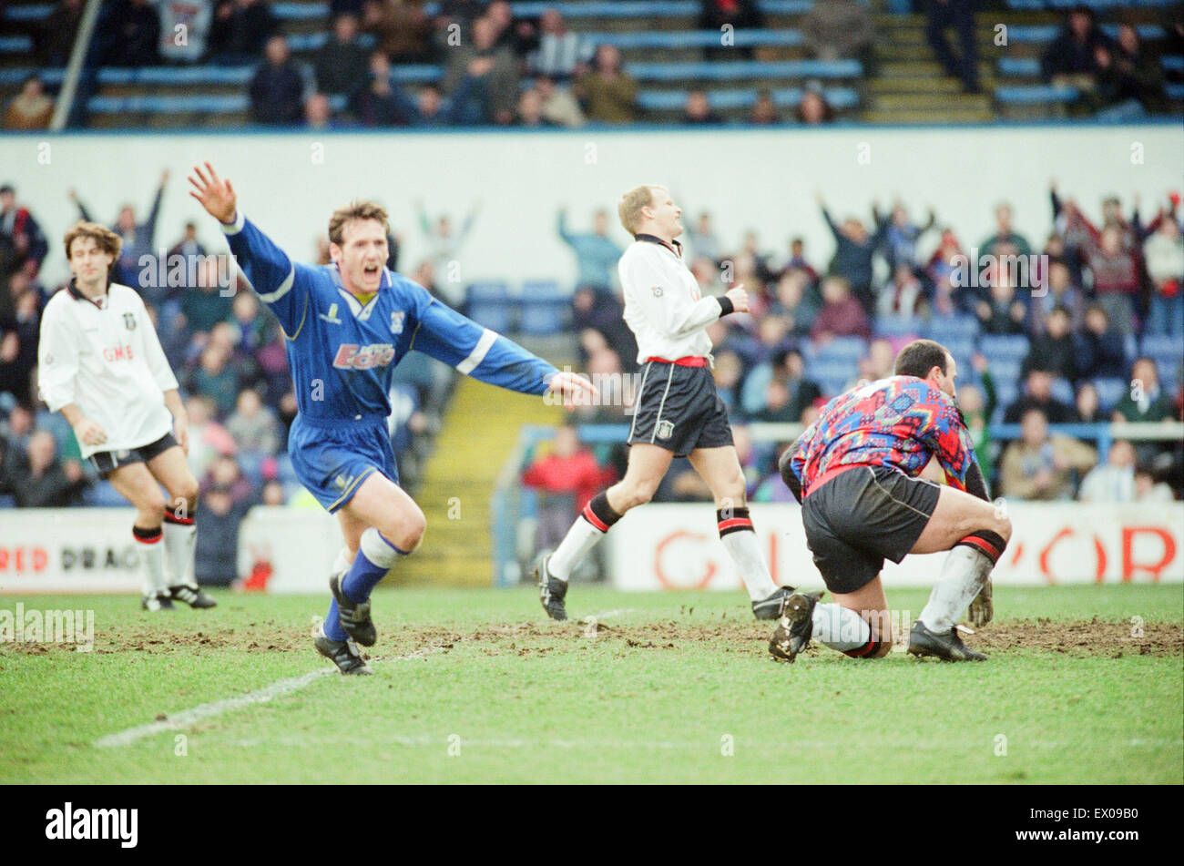 Cardiff, die 1-4 Fulham, 3. Liga Division bei Cardiff City Stadium, Samstag, 9. März 1996 übereinstimmen. Stockfoto