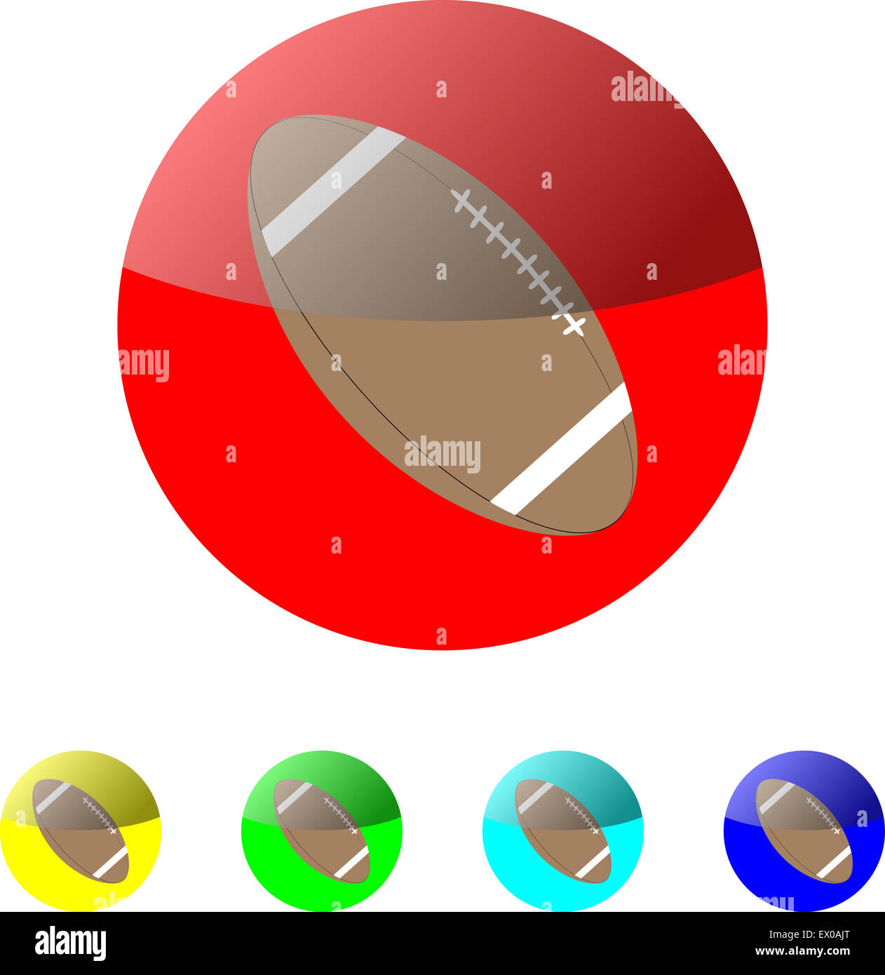 US-amerikanischer American-Football-Symbol. Amerikanische Spiel, Sportgeräte für das Spiel. Vektor-illustration Stockfoto