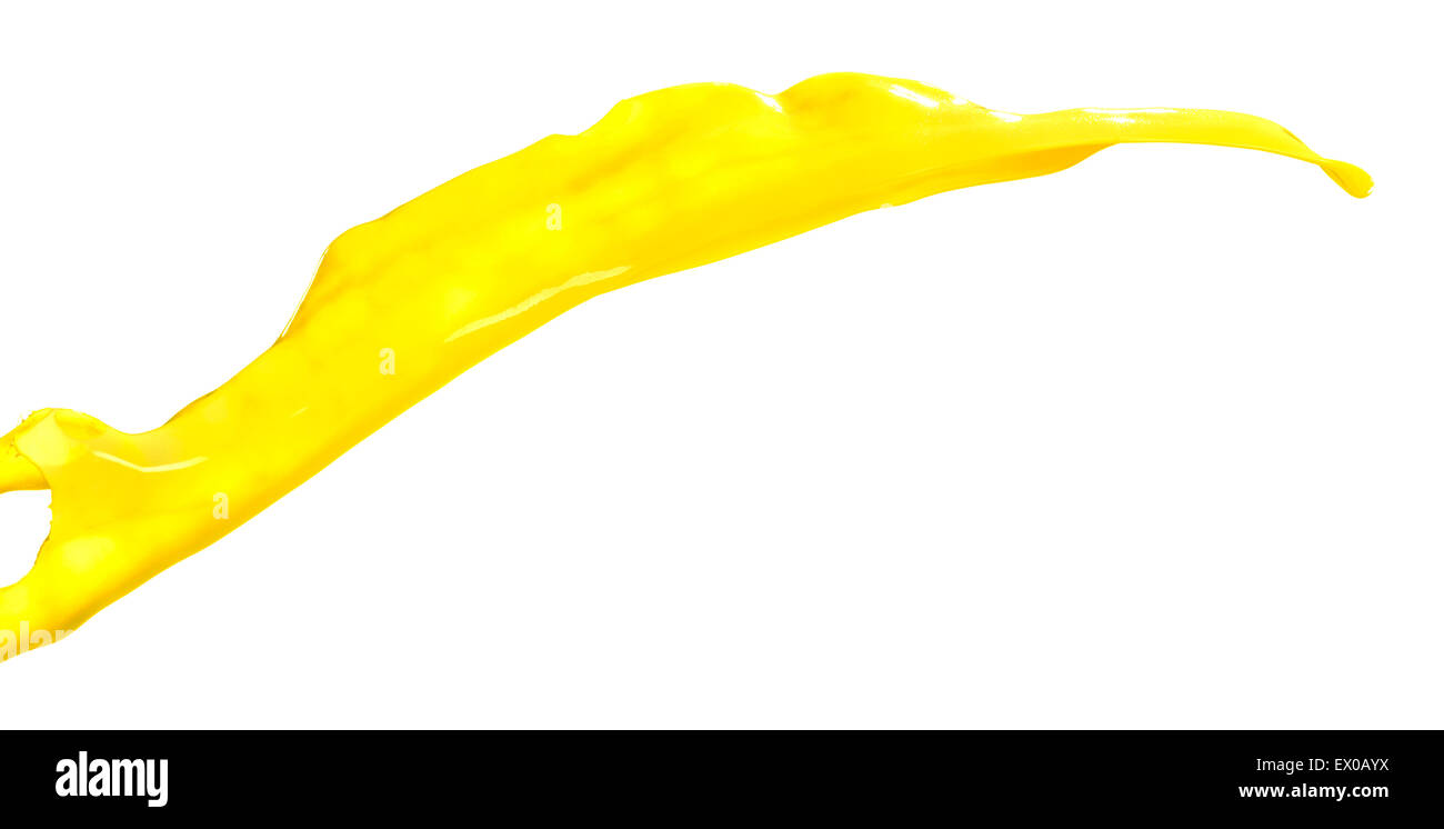 herrliche gelbe Farbe Splash isoliert auf weißem Hintergrund Stockfoto