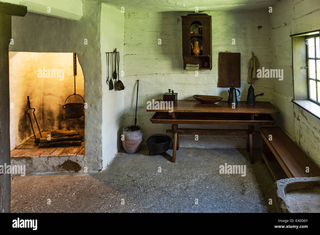 Gemeinschaftsküche, Ephrata Kloster, Pennsylvania, USA Stockfoto