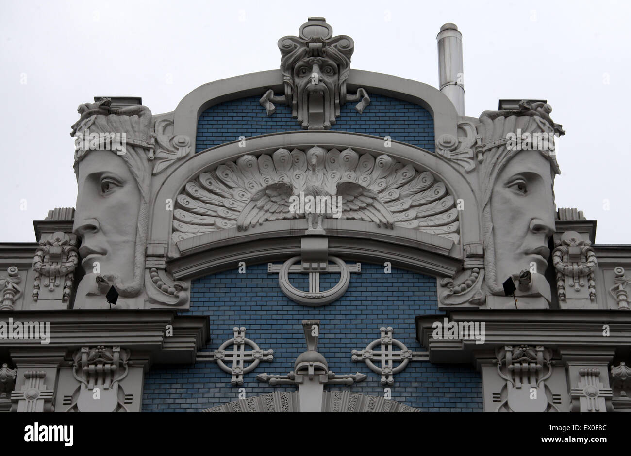 Jugendstil-Architektur von Mikhail Eisenstein 10 b Elizabetes Street in Riga Stockfoto