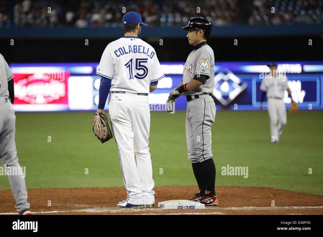 Toronto Blue Jays Chris Colabello Miami Marlins Ichiro Suzuki Stockfoto